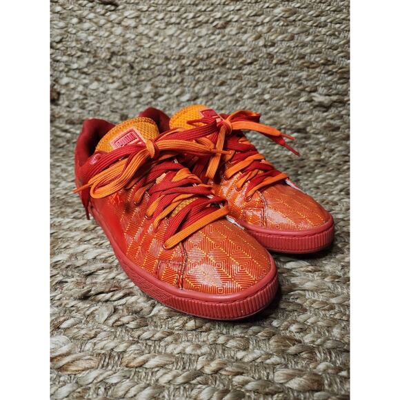Puma Basket Fade 3d Men's Sneakers Red Orange Size 8 - Picture 4 of 10